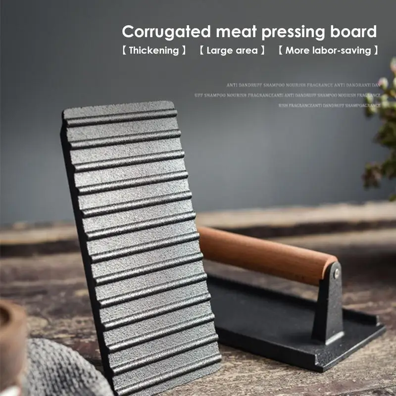 

Weighted Griil Presser Heavy-Duty Steak Weight Press With Wooden Handle Hamburger Mold Meat Presses Grilling Utensil For Cooking