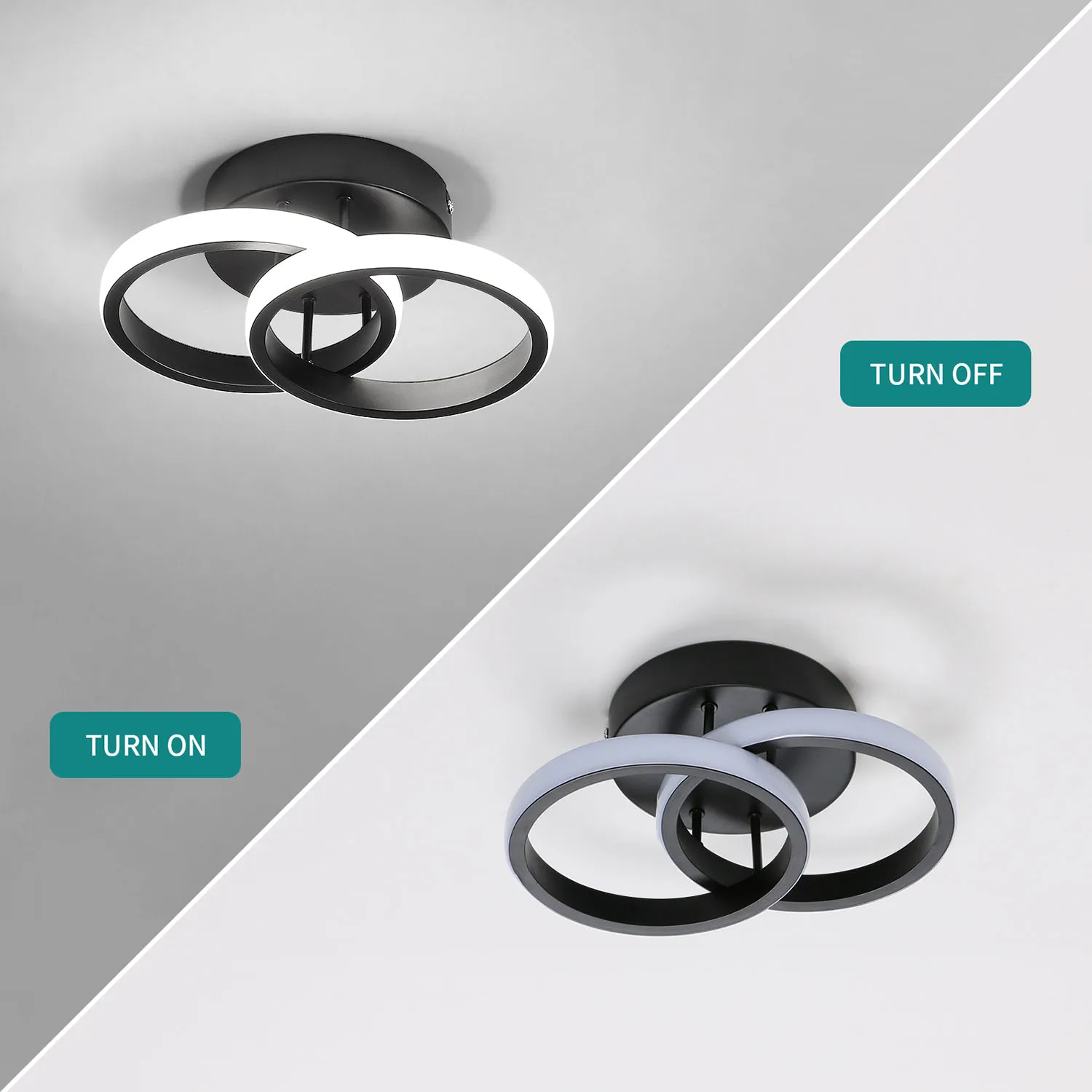 Small LED Ceiling Lights,19W 1710LM Bedroom Ceiling Lamp, Medium Size 6000K Cool White LED Ceiling Light with Double Ring: 3 - 5 Days Free Delivery Only UK