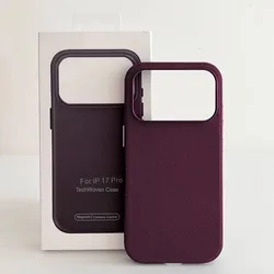 Premium Woven Magnetic Case with Shockproof and Raised Camera Protection - iPhone 15 Plus (Burgundy Box)