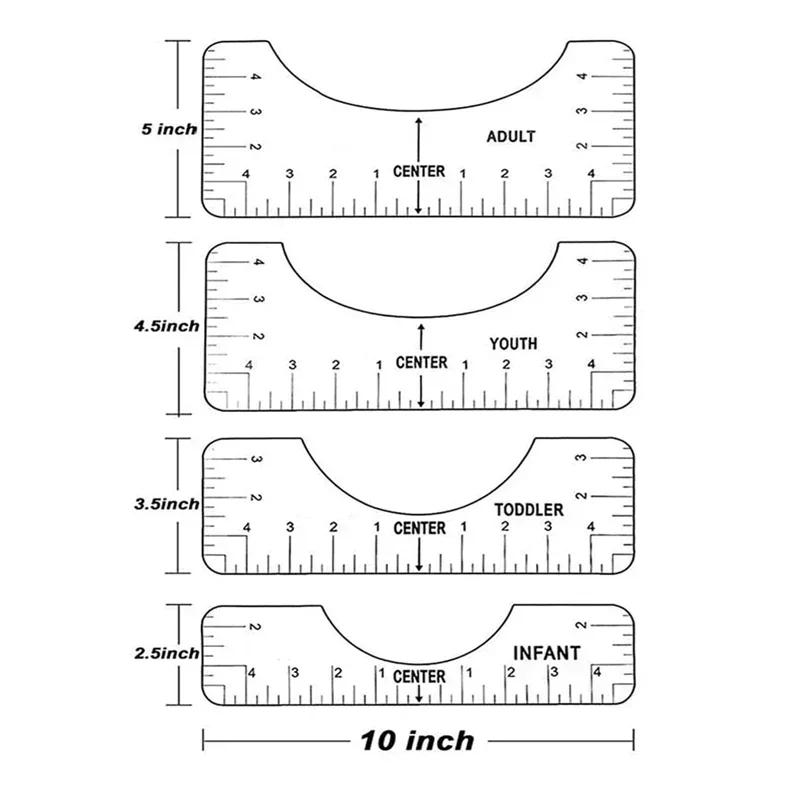 4Pcs T-Shirt Alignment Ruler Graphics Tshirt Alignment Tool Tshirt Craft  Ruler with Guide Tool for Making Measuring Tape Tools - AliExpress