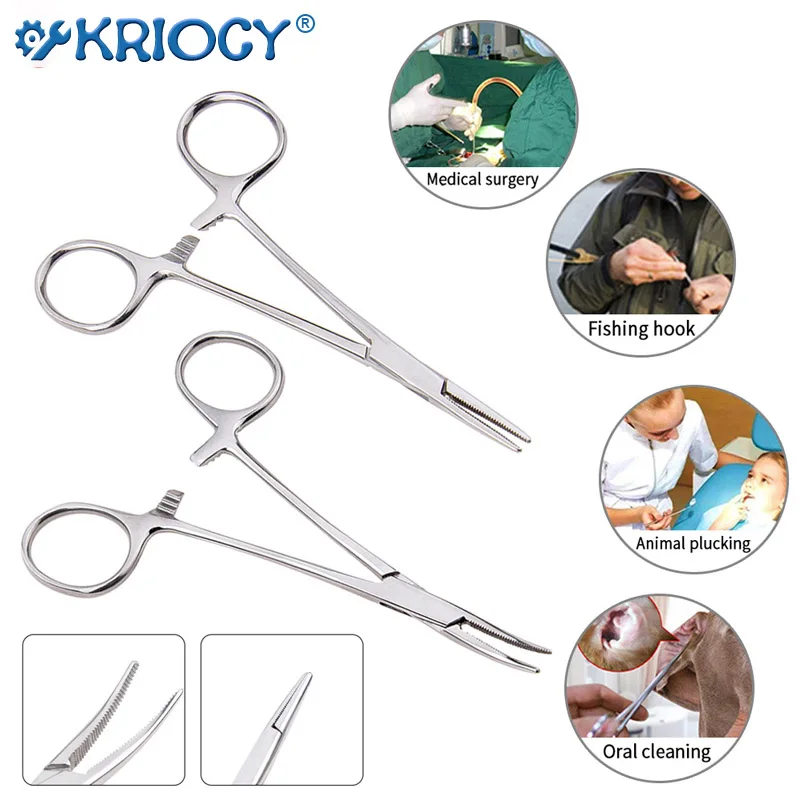 Stainless Steel Curved Tip and Straight Tip Forceps Locking Clamps Hemostatic Forceps Arterial Clamp Fish Hook Pliers surgical forceps