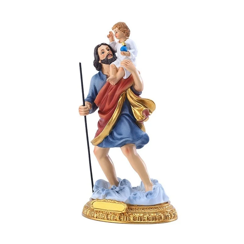 Saint Joseph with Child Resin Statue Catholic Figurines Hand Painted Religious Gifts Decor Collection