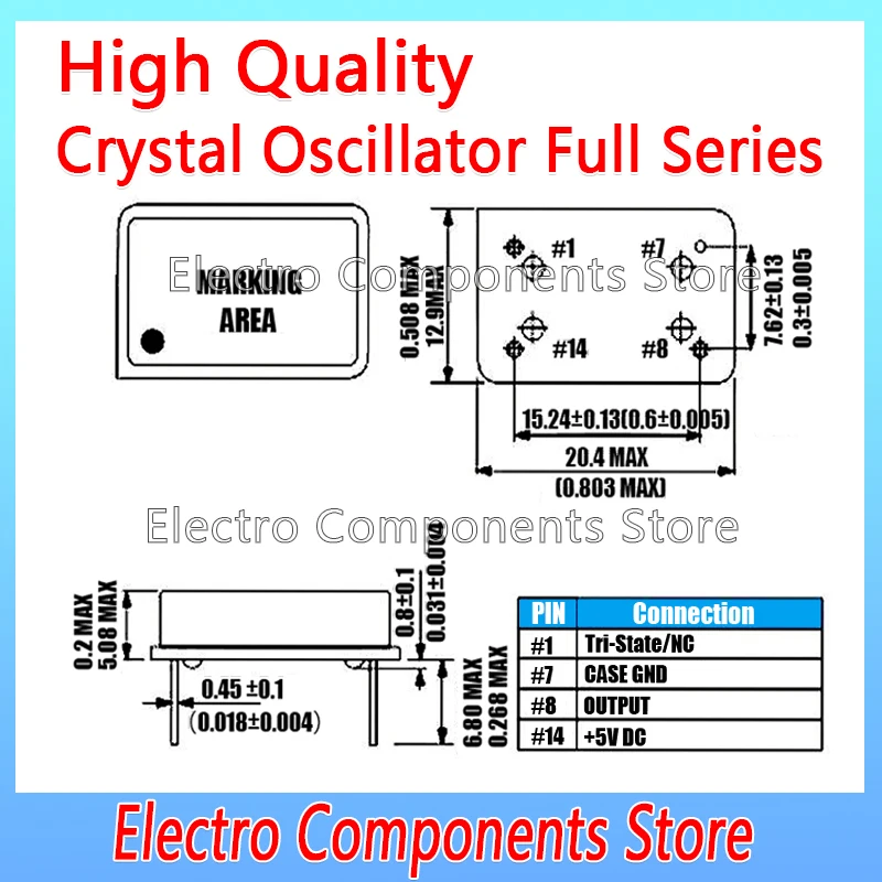 2PCS 4.8KHz 4.800KHz 4.8K 활성 수정 발진기 OSC 인라인 DIP-4 직사각형 시계 진동 풀 사이즈 4Pin 3.3V 5V DIP14