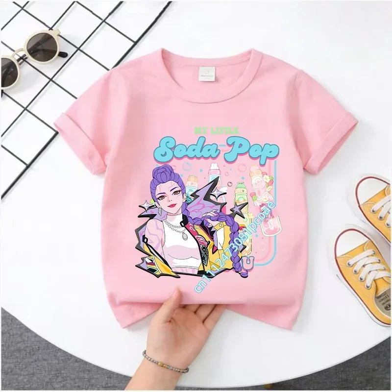 Summer Kpop Demon Hunters Kids Cartoon Anime Meme T-Shirt - Round Neck Casual Boys Top Gift