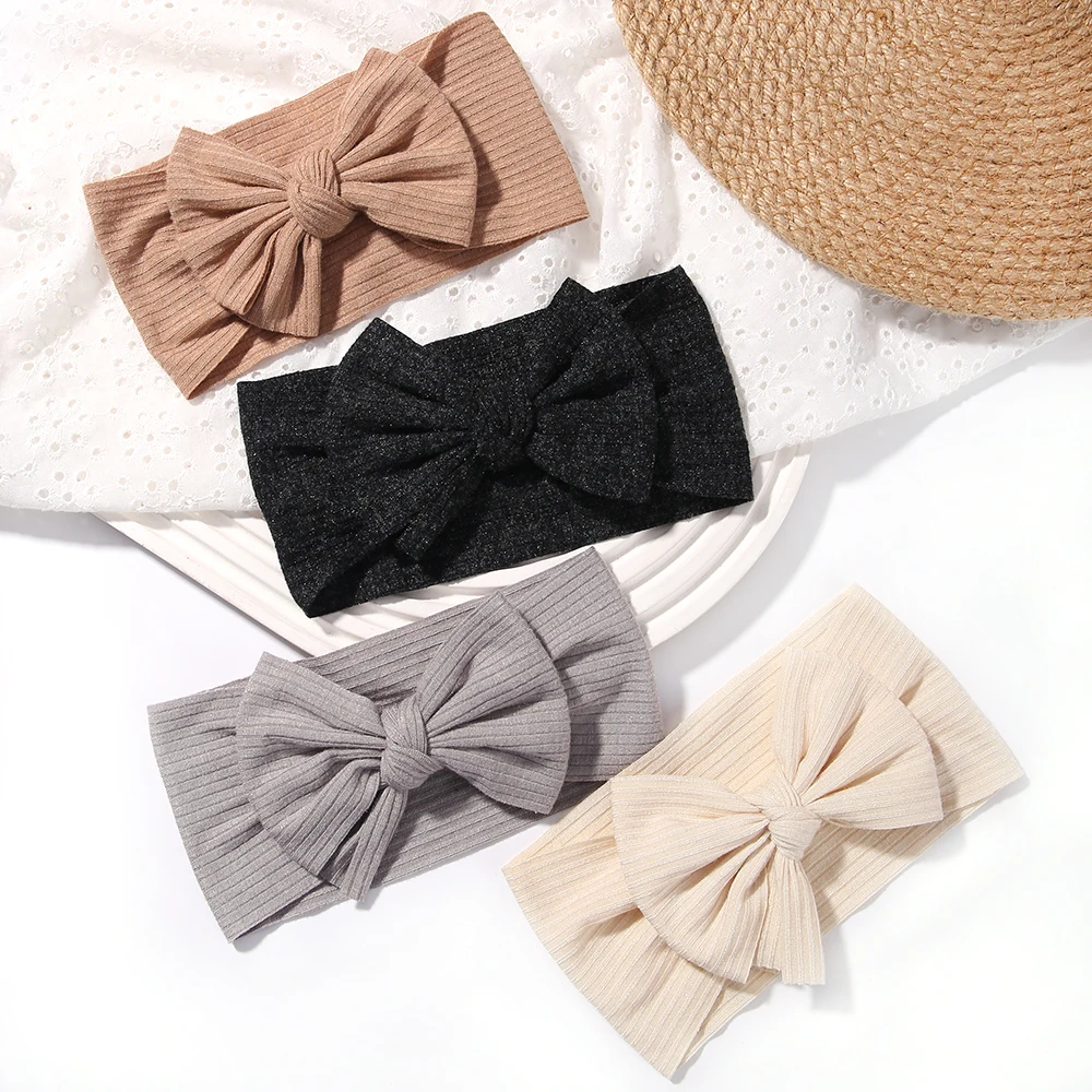 1pcs Knit Baby Headband Rib Bow Elastic Soft Nylon Newborn Headbands for Baby Girl Children Turban Infant Kids Hair Accessories