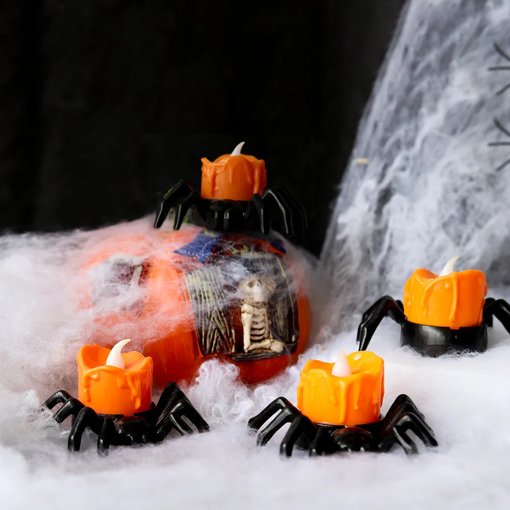 Halloween Decoration Pumpkin Lantern Ornament LED Electronic Candlelight Party Supplies Decoration Prop Spider Night Light 2