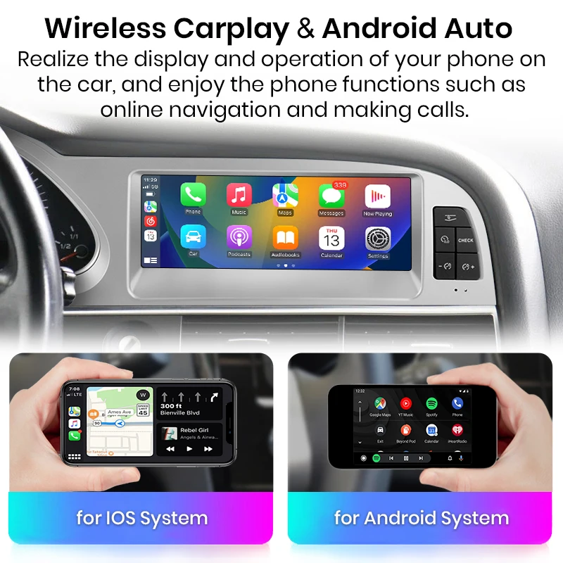 Junsun 8,8 pulgadas inalámbrico CarPlay Andorid Auto Radio Multimedia para Audi A6 C6 4F 2005-2011 MMI 2G 3G GPS navegación estéreo 5