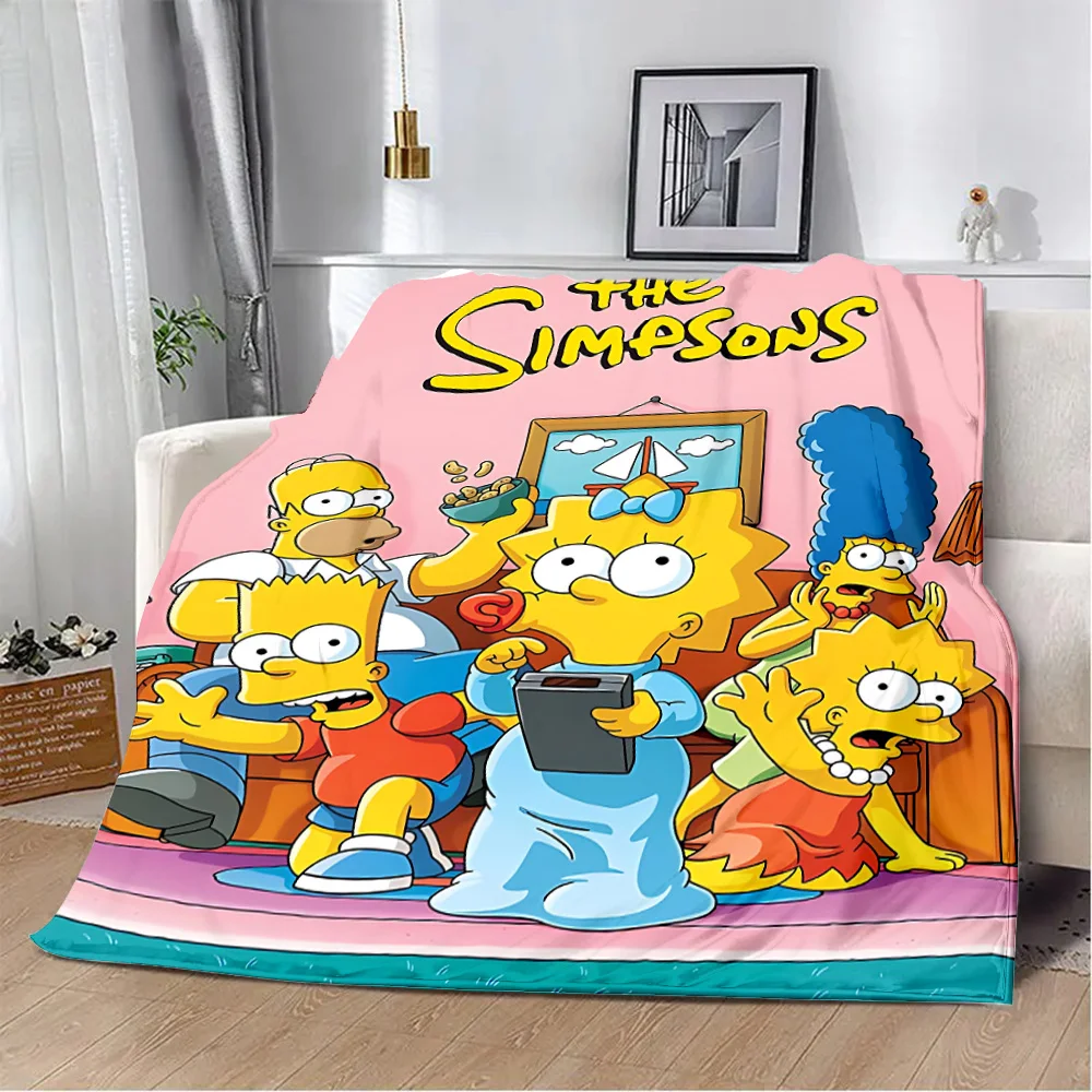 Funny Cartoon S-Simpson Printed Blanket Picnic Blankets Warm Blanket Soft and Comfortable Blanket Home Travel Birthday Gift 4