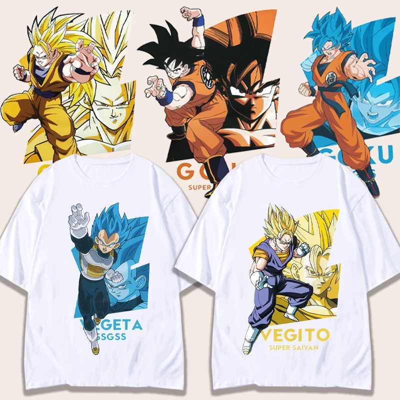 

SUMMER ANIME SEVEN DRAGON BALL JOINT SHORT SLEEVE T-SHIRT MEN PURE COTTON SUPER SAIYA GOKU VEGETA CLOTHES BOY