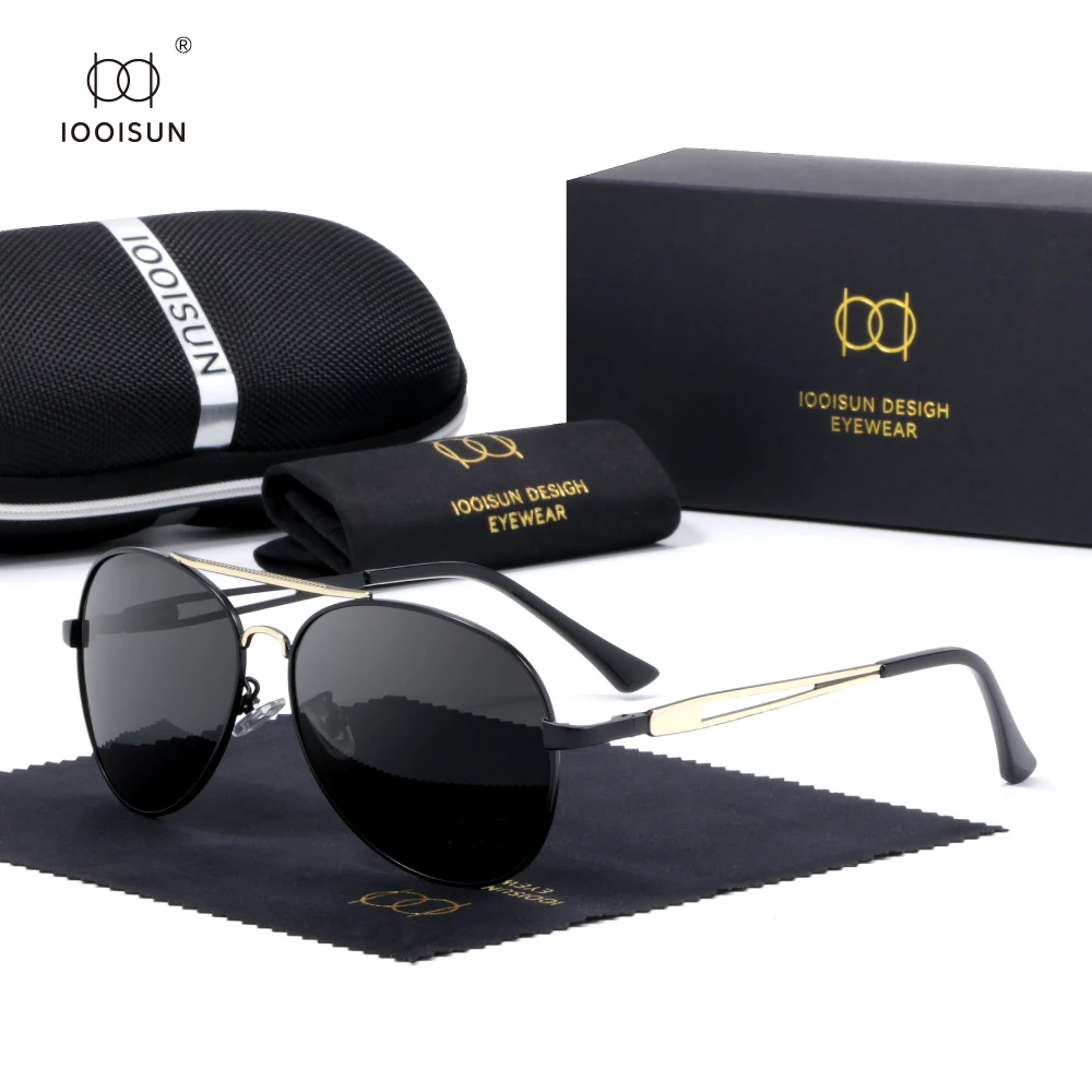 

IOOISUN Men's Alloy Sunglasses Vintage Polarized Mirror Sunglass for Man HD Driving Pilot Sun Glasses Classic Brand Sun Glasses