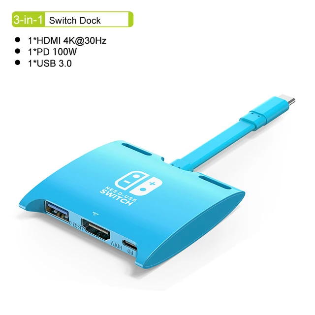 Switch Dock TV Dock for Nintendo Switch Accessories Docking Station USB Type C HUB to 4K HDMI USB 3.0 PD for Macbook Air M1 Pro Bule B
