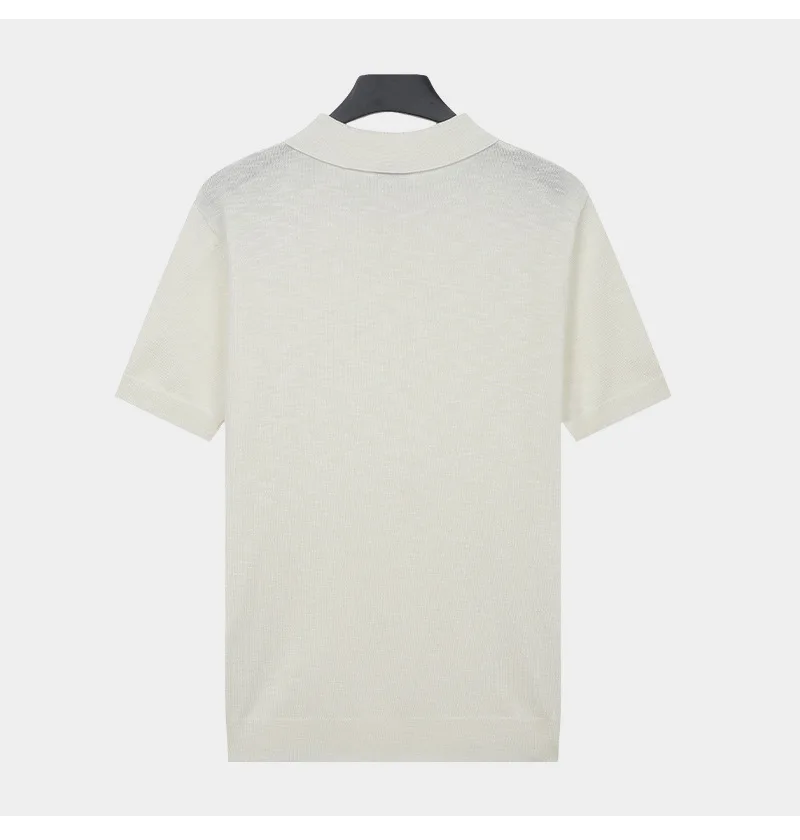 Polo da uomo estiva in maglia a tinta unita, traspirante e modellante - immagine 3
