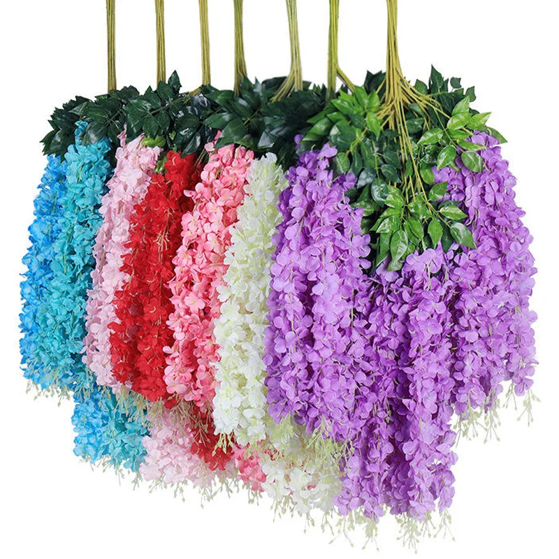 3.6ft Artificial Wisteria Hanging Flowers Vine For Wedding Arch Home Decor Silk Flower Garland