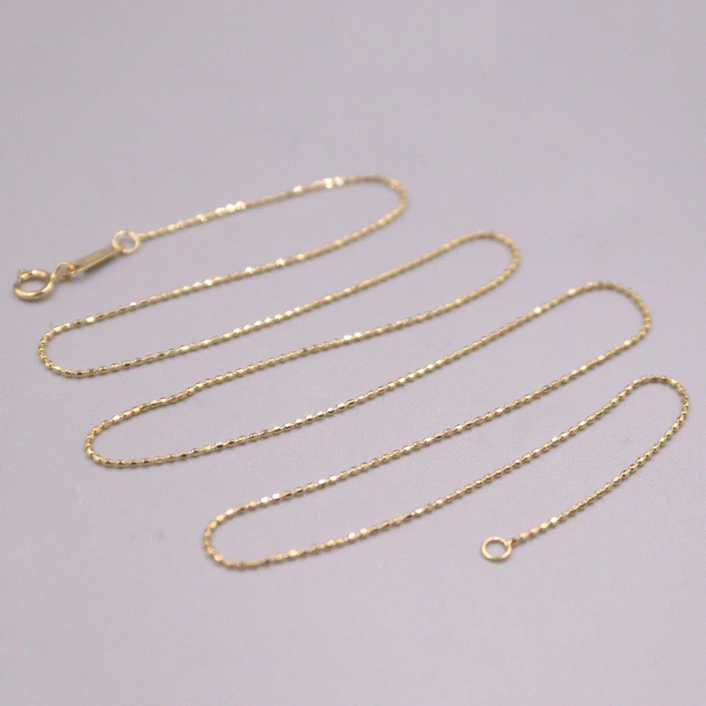 

Real 18K Yellow Gold Chain For Women Mini Beads Link Necklace 45cm/18inch Stamp Au750