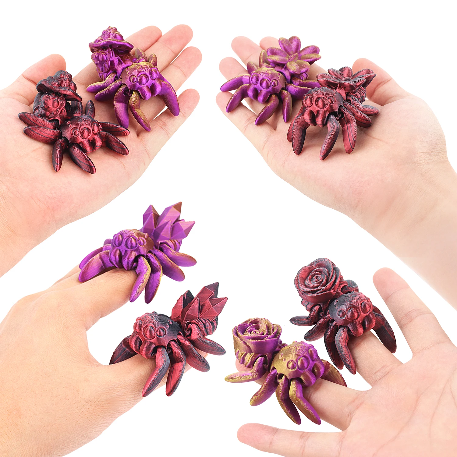12pcs/14pcs, 3D printed multi pack, various styles of 3D printed spiders, large box toys, suitable for gift giving