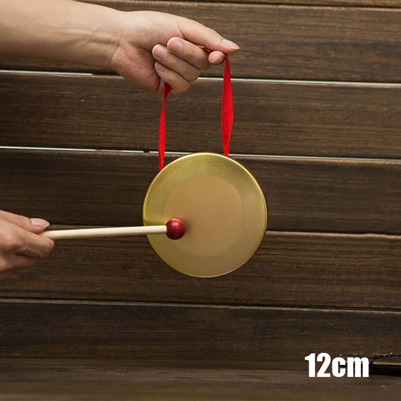 Hand Gong with Wooden Stick Traditional Chinese Folk Musical Instrument Toy for Kids Brass Copper Chapel Opera Percussion chinese gong instrument