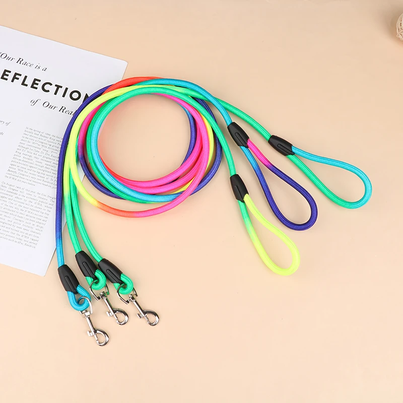 1Pc Nylon Rainbow Pet Dog Leash Walking Training Leash Cats Dogs Harness Collar dog collar dog collars engraved buckle