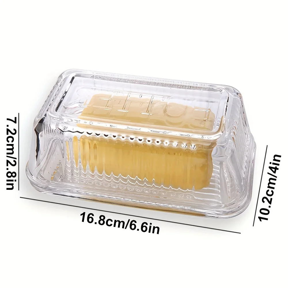 Clear Butter Dish With Lid Cake Cheese Decoration Box Multifunctional Food Storage Vintage Glass Butter Holder Container