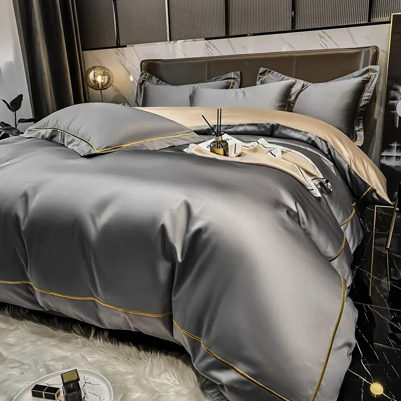 White Egyptian Cotton Bedding Sets Queen King Size Embroidery Duvet Cover Flat/Fitted Sheet Bed Linen Hotel Style Home Textiles 3