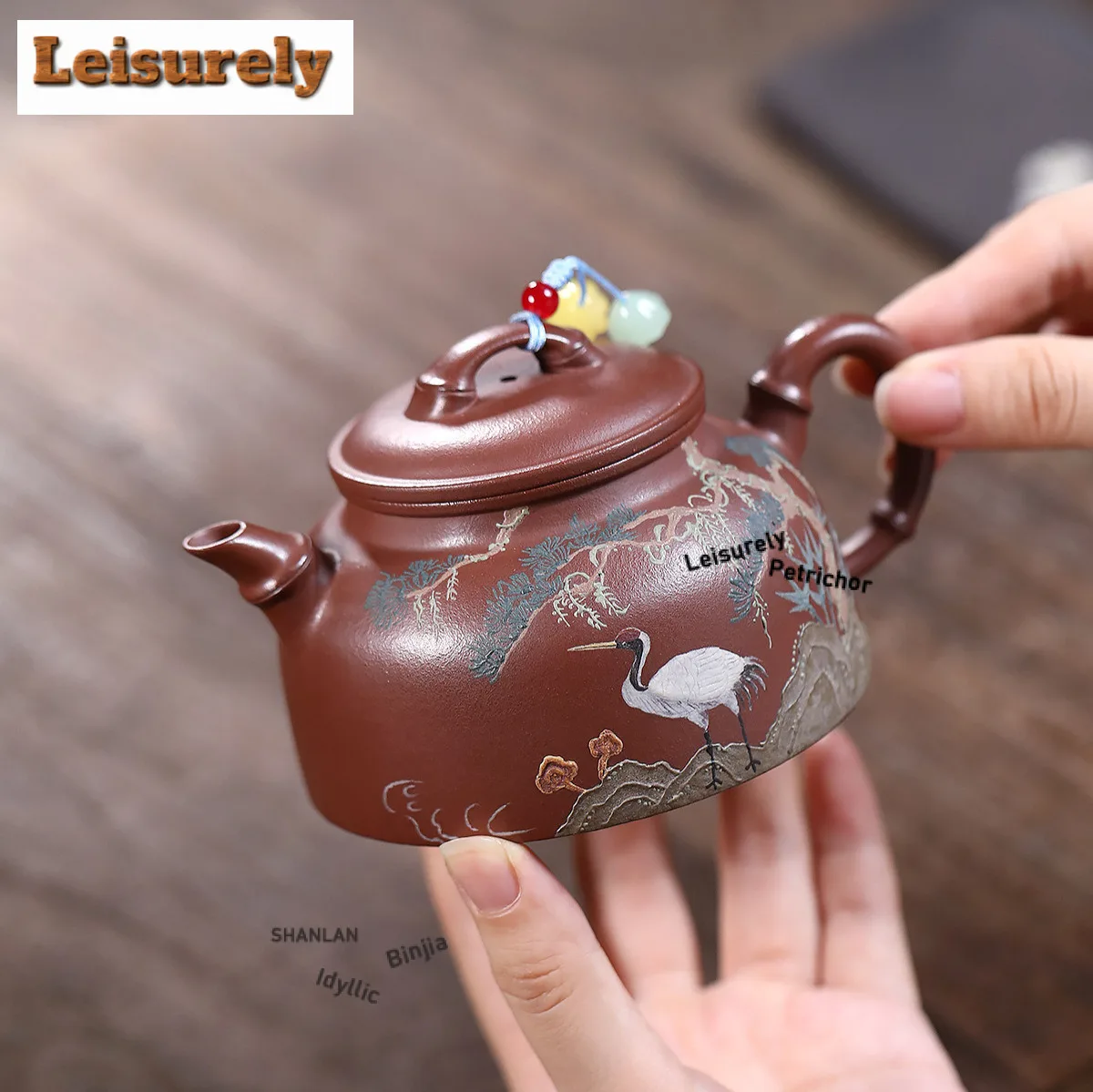 230ml Creative Yixing Purple Clay Teapots Handmade Crane Pot Raw Ore Purple Mud Tea Maker Kettle With Infuser Zisha Tea Set Gift