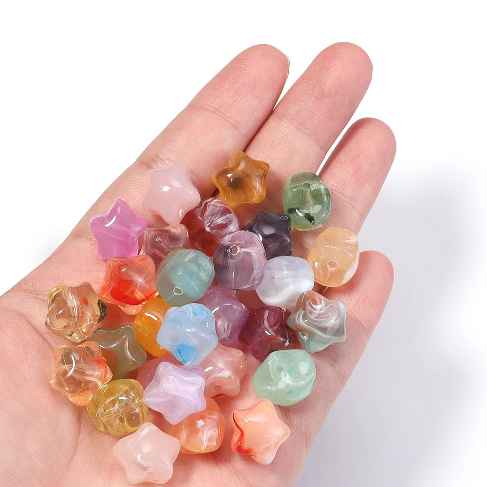 30 Stück/Lot 11 x 13 mm verschwommene Farben, niedliche Stern-Acrylperlen für Schmuckherstellung, lose Distanzperlen, DIY-Armband, Halskette, Wolkenperlen