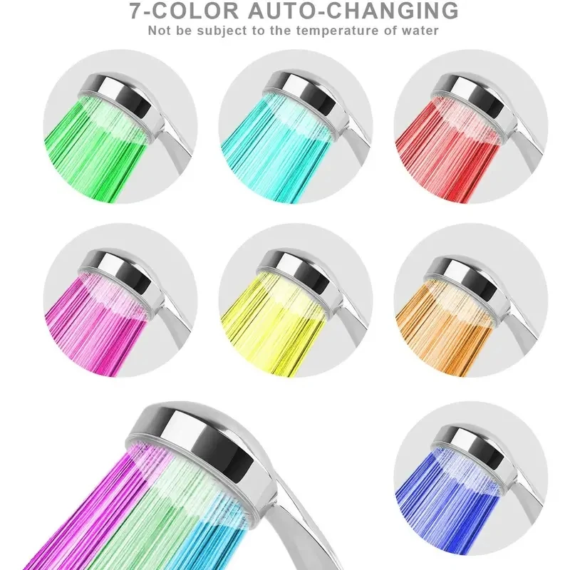 7 Colors Changing LED Shower Head Rainfall Shower Sprayer Water Saving Showerhead Bathroom Accessories Replacement Shower Head 6