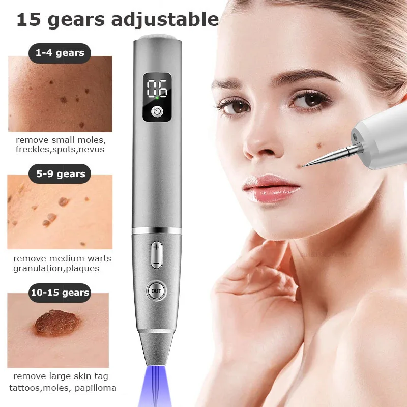 15 Level Plasma Pen Face Cleaner Freckle Black Dot Papilloma Warts Mole Pimples Blackhead Removal Beauty Skin Care Tool blackhead remover,skin tag removal tool,acne remover,skin tag removal pen