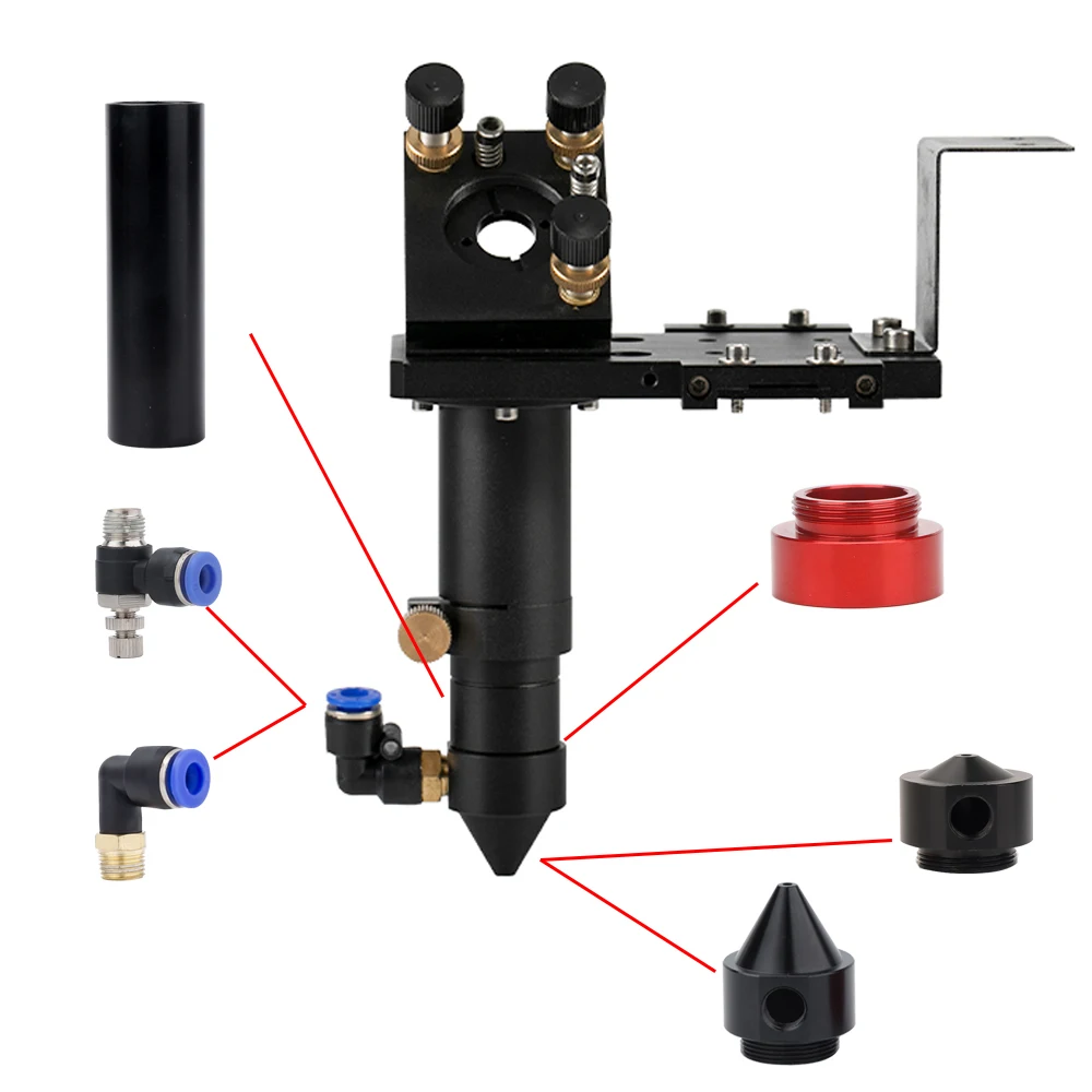 CO2 레이저 헤드 렌즈 튜브 외경 25mm 공기 노즐 Dia.20 FL 38.1/50.8/63.5/101.6mm CO2 렌즈 레이저 절단기 헤드