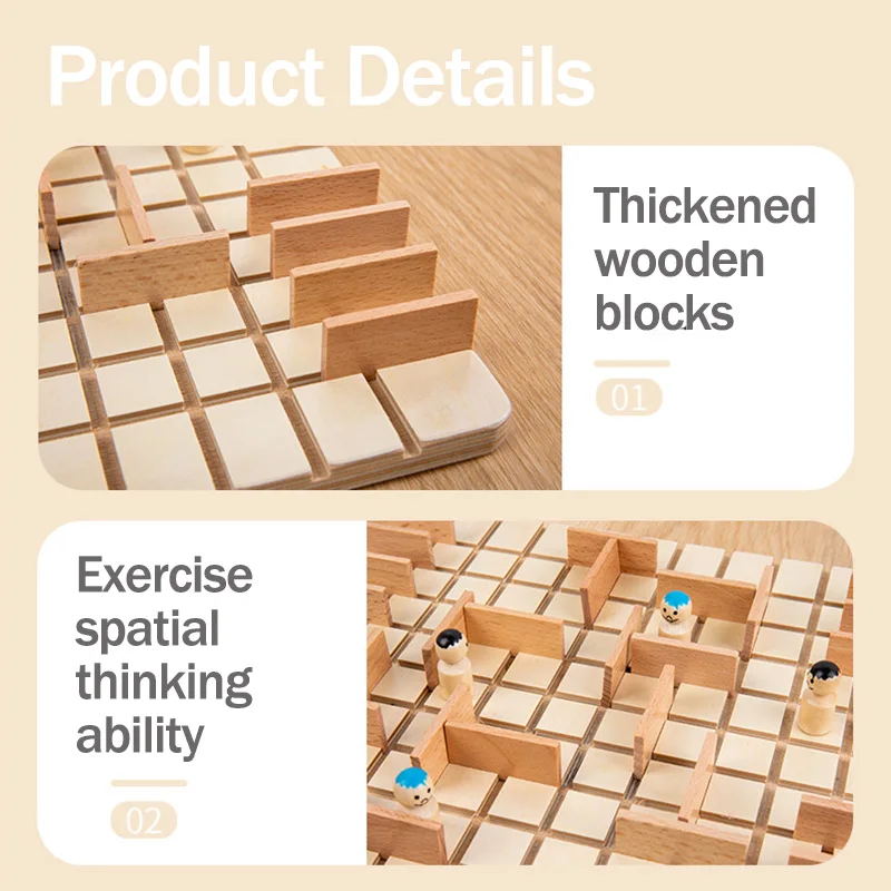 Kid Wooden Montessori Quoridor Board Game Logical Thinking Puzzle Toy Two Players Interactive Intercept Battle Brain Teasers Toy 3 Kid Wooden Montessori Quoridor Board Game Logical Thinking Puzzle Toy Two Players Interactive Intercept Battle Brain Teasers Toy 3