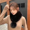 New Women Fur Winter Scarf Short Thick Plush Fluffy Cute Scarf with Big Pompom Winter Fur Collar Solid Color Neckerchief 6