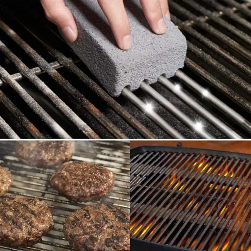 BBQ Grill Cleaning Brush Brick Block Barbecue Cleaning Stone Pumice Brick For Barbecue Rack Outdoor Kitchen BBQ Tools Mangal barbecue cleaning tools grill brush