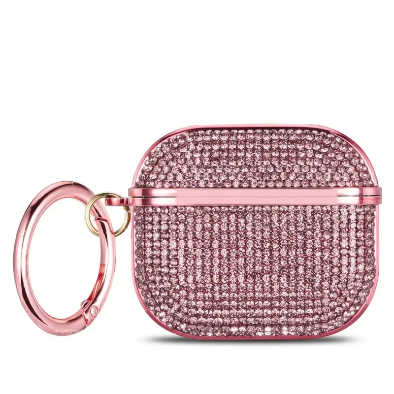 Airpods için 4 Güzel Rhinestone Bling Sert Plastik Kapak kulaklık kutusu AirPods için 1 2 3 Pro 2 Kulaklık Kapağı Kanca ile