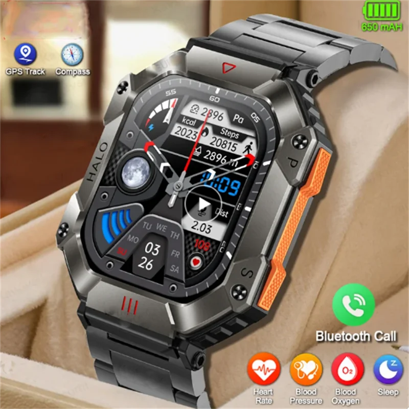 

Smart Watch Men 620mAh Large Battery Fitness Tracker Compass Heart Rate IP67 Waterproof Bluetooth Call Sport Military Smartwatch