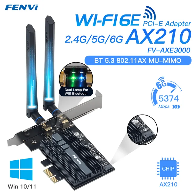최고의 와이파이 속도 체험: Fenvi 5374Mbps WiFi 6E 인텔 AX210 PCIe 무선 WiFi 어댑터