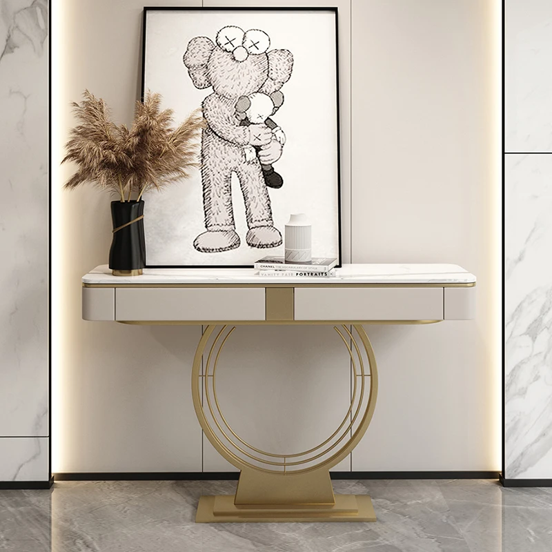 Tavoli Console dal Design Semplice, Tavolo Console Moderno di Lusso per Ingresso, Tavolo con Spazio di Archiviazione per Soggiorno - immagine 2