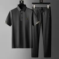 Summer new thin simple quick-drying suit men's business polo shirt summer elastic loose long pants 1