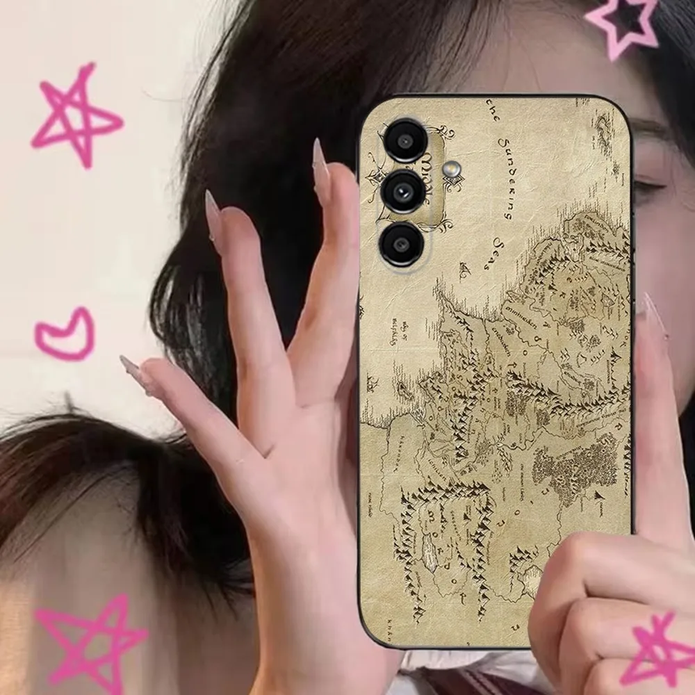 Black Soft Cover Phone Case Featuring a Map Inspired by The Lord of the Rings