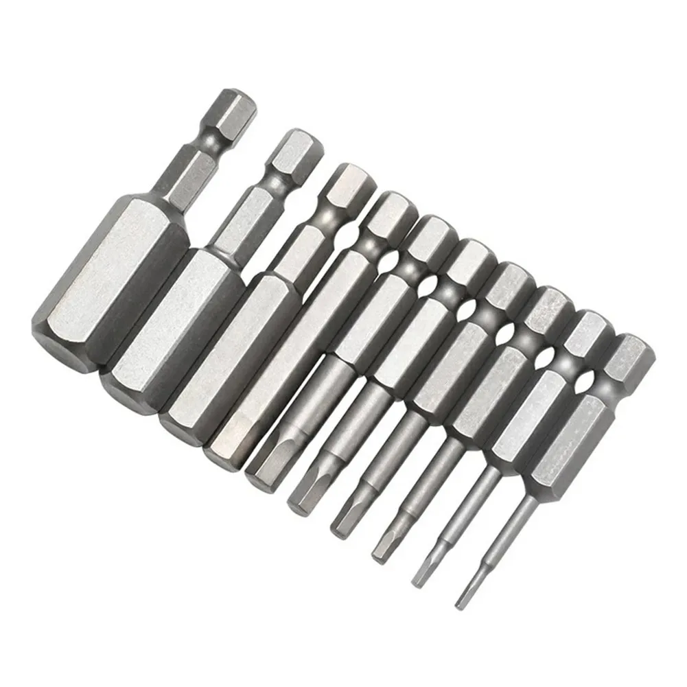 10Pcs 1/4 Hex Shank Magnetic Head Screw Driver 50mm Bits H1.5-H12 Nut Driver Set Power Drill Adapter