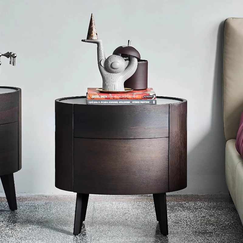 

Bedside table / minimalist / 61cm / double drawer / tempered glass /