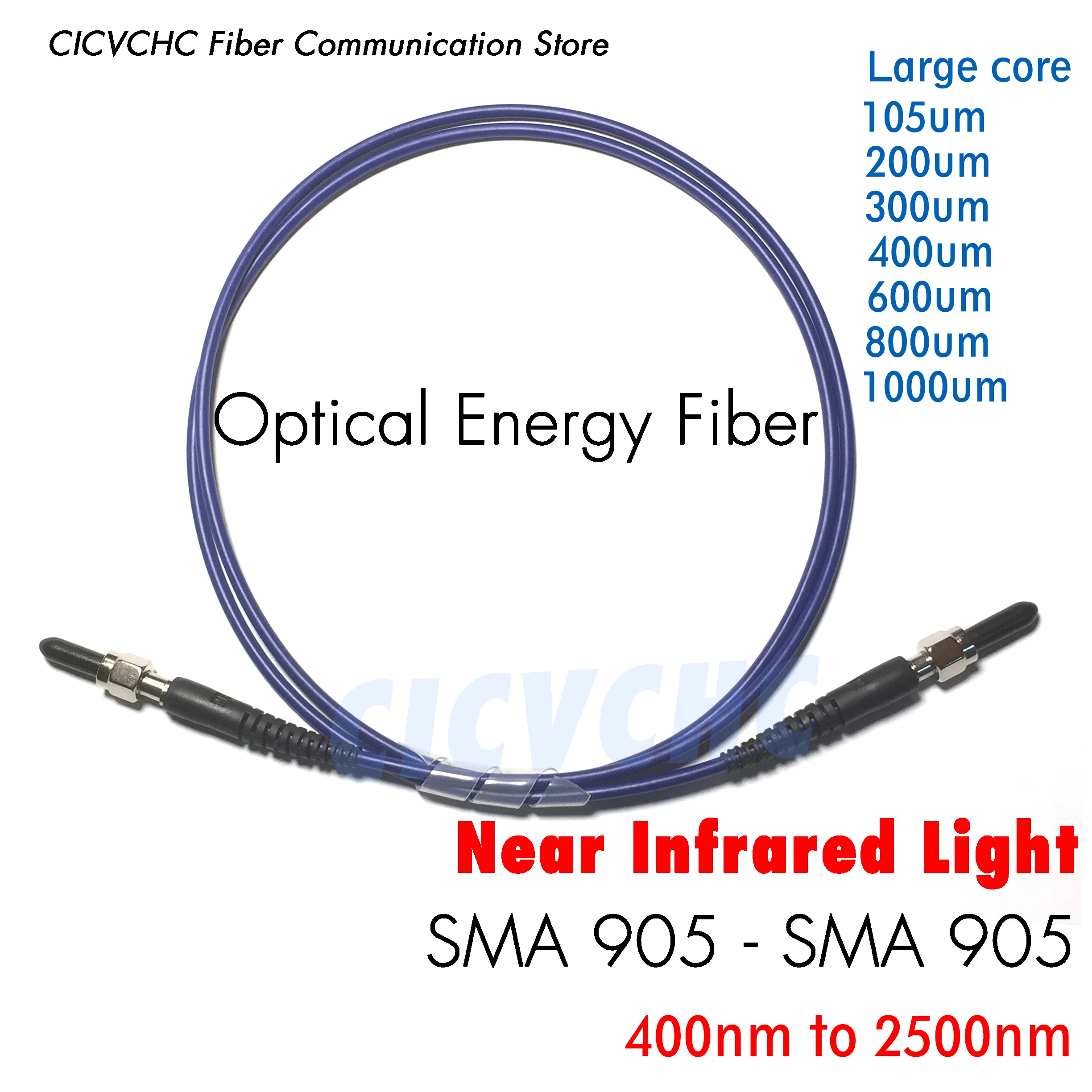 SMA905-SMA905 Energy Quartz Medical Fiber Optic with 100, 200 1000um Large Core Near Infrared Light 400-2500nm Na0.22 Extend