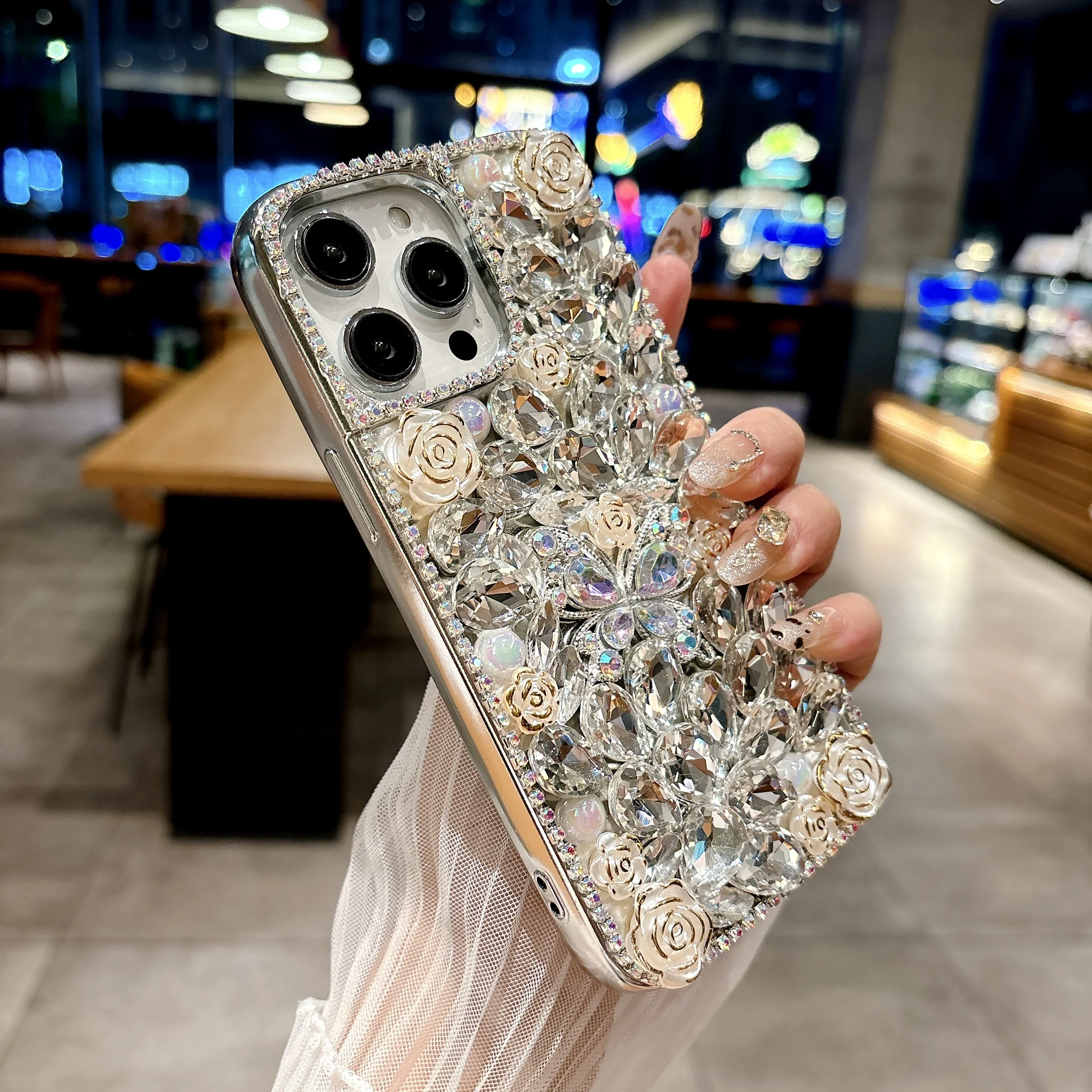 Luxuriöse Strass-Schmetterlings-Handyhüllen für iPhone 17 Air, 16, 15, 14, 13, 12, 11 Pro Max Plus – Diamant-Handyhülle für Mädchen – Detail 7