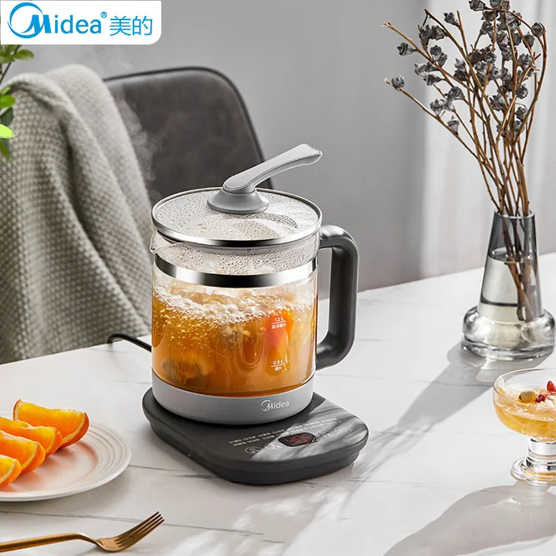 

Электрический чайник Midea 1,5 л, 220 В, кастрюля для сохранения здоровья, бытовой стеклянный самовар с фильтром для чая, 14 меню, тушеная каша, суп, 800 Вт