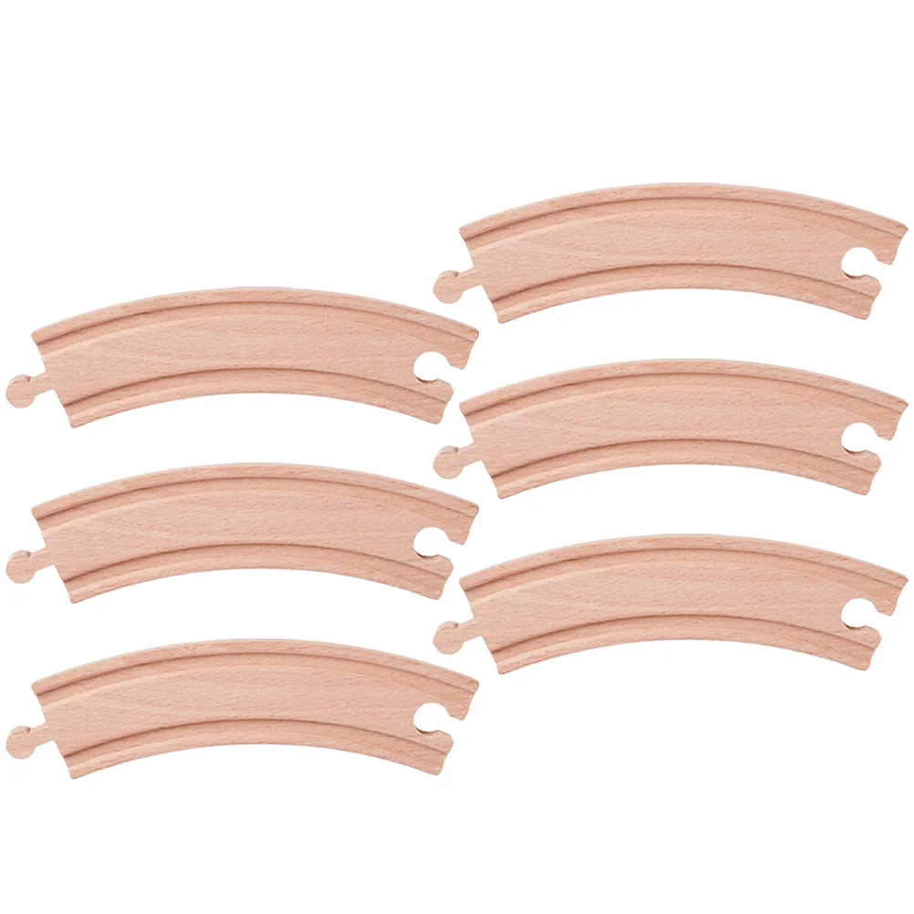 6 Pcs Puzzle Assembled Track Child Children&rsquo;s Toys Childrens Train Model Wooden Accessories Blocks