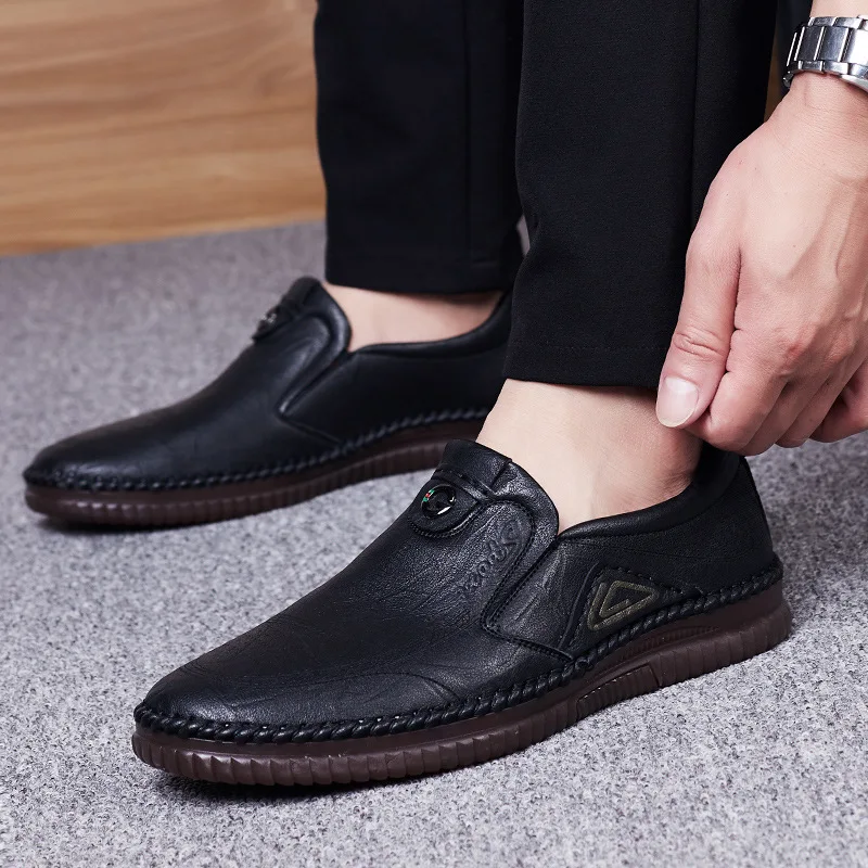 Man Retro Penny Handmade Loafer Genuine Cow Leather Shoes
