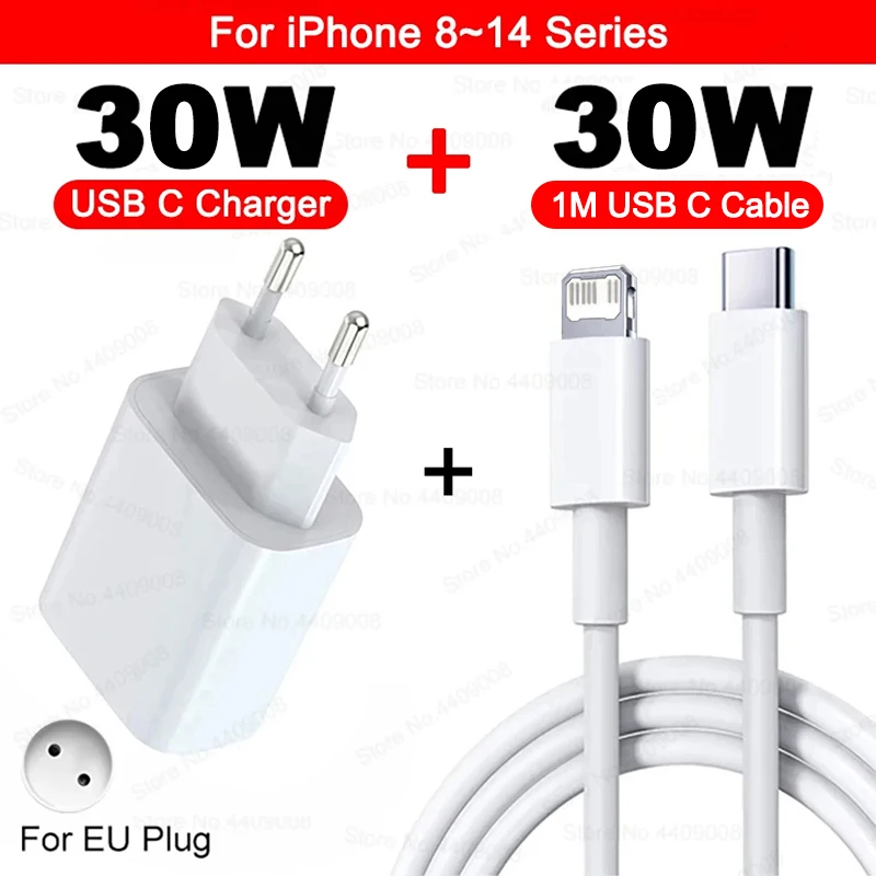 ตัวเลือกสินค้า อะแดปเตอร์ชาร์จเร็ว PD 30W พร้อมสาย USB-C สำหรับ iPhone 11-17 Pro Max