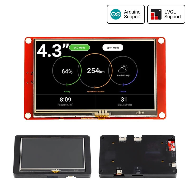 Crowpanel-módulo de Exibição Inteligente Esp32 Tft Lcd Aprendendo para Arduino Lvgl 4.3 480x272 Resolução Hmi Touch Screen - Imagem 6