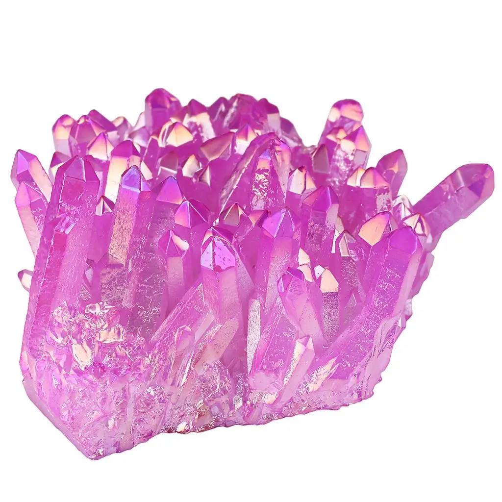 Natural Rock Quartz Titanium Coated Crystal Cluster Sparkly Colour Geode Stone Specimen For Desktop Ornaments Home Decor