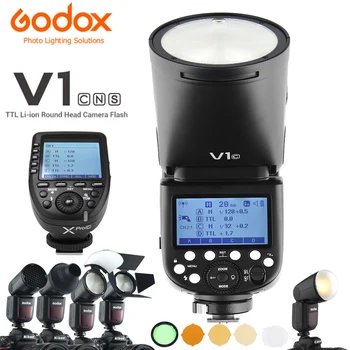 Godox TTL 리튬 이온 라운드 헤드 카메라 플래시, 캐논 니콘 소니 후지 펜탁스 올림푸스용, V1 V1C V1N V1S V1F V1P V1O, 2.4G HSS 스피드라이트