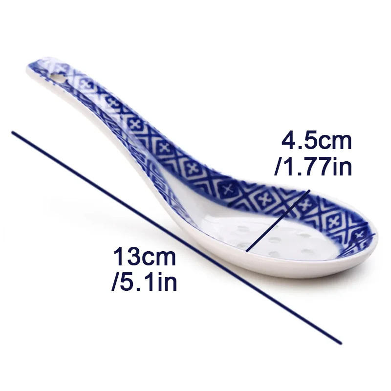 5Pcs Ceramic Spoon Multi-Function Chinese Style Scoop Porridge Spoon Tableware Soup For Home Restaurant Cooking Tool Cooking Scoop Ceramic Spoons