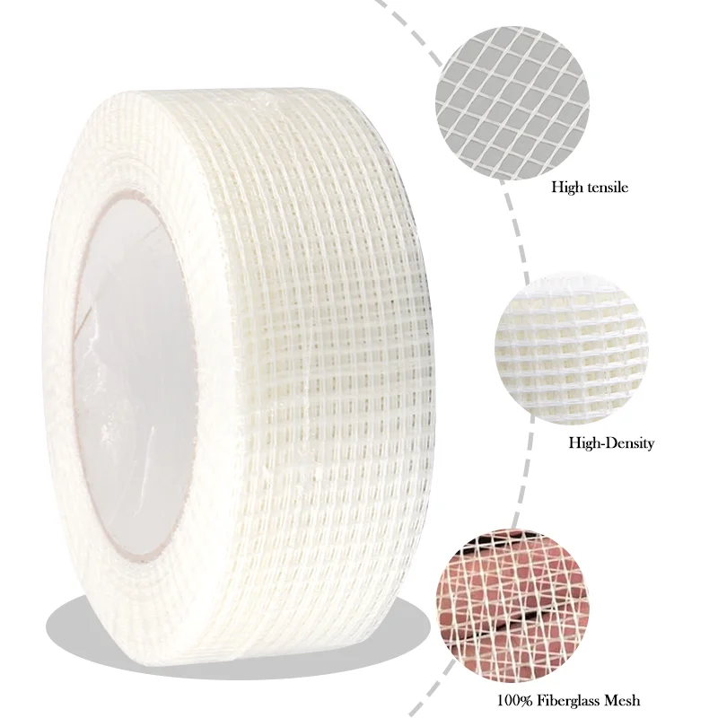 25m Glass Fiber Self-adhesive Mesh Tape Wall Crack Repairing Joints of Drywall Thermal Decorative Mesh Seam Tape Anti-cracking glass fiber mesh tape